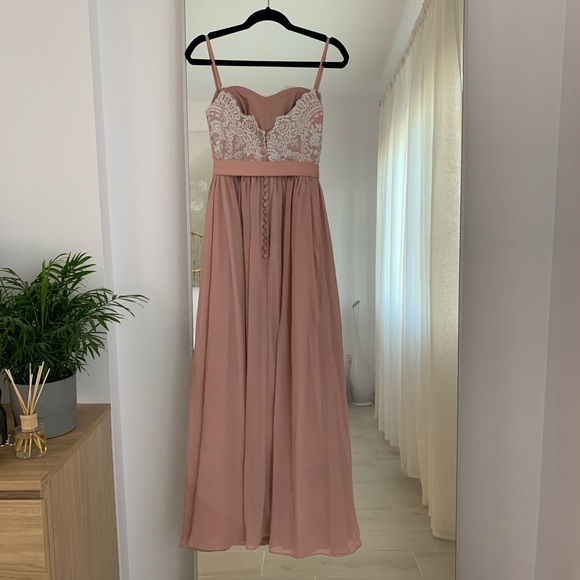 Dusty Rose Pink Long Dress Gown - Picture 9 of 14
